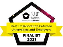 NUE Finalist Badge 2021 Best collab between unis and employers logo