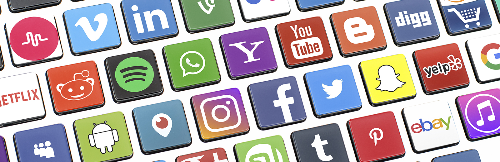 Keyboard with social media logos as keys