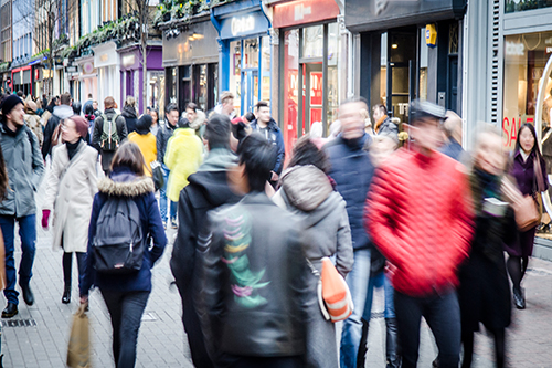 Shoppers in a busy high street
