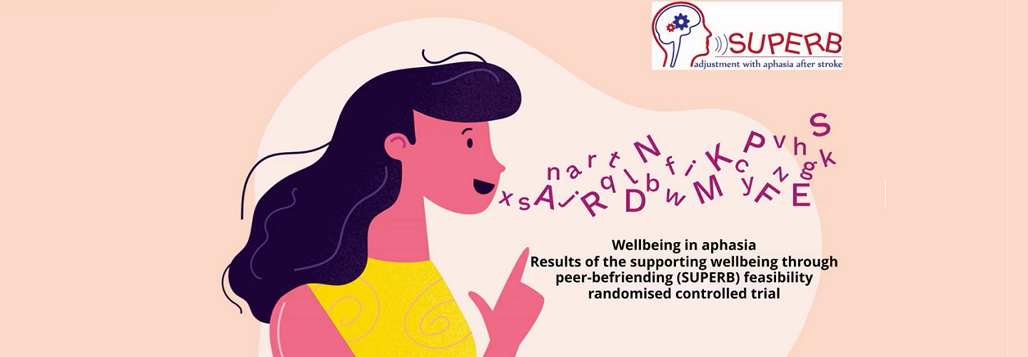Logo and full title for the SUPERB trial of peer befriending in aphasia