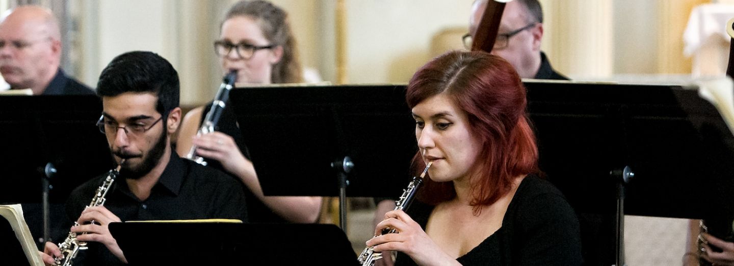 Musicians playing instruments at the City Chamber Orchestra
