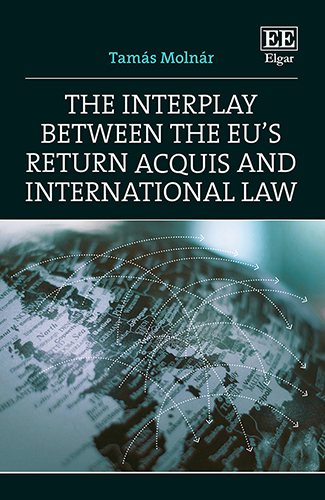 Book cover of Molnar's ‘The Interplay between the EU's Return Acquis and International Law’. Cover image map of Europe with arrow lines linking different countries.