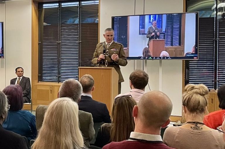 Major Dr Pat Burgess MBE talking to the APPG on Mindfulness at UK Parliament on 18th October 2022.