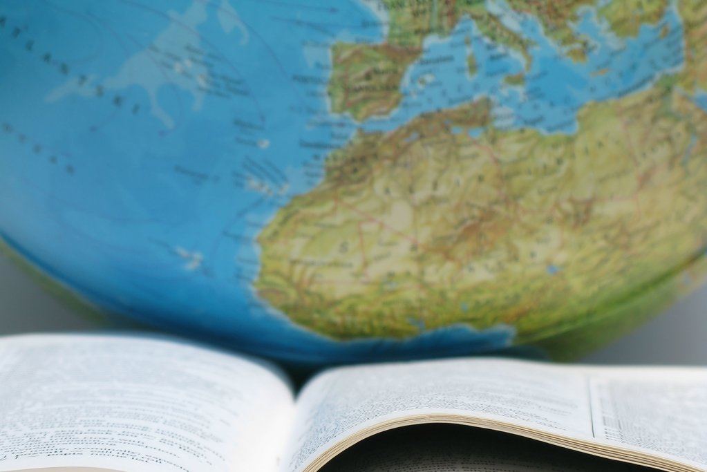 A globe and textbook