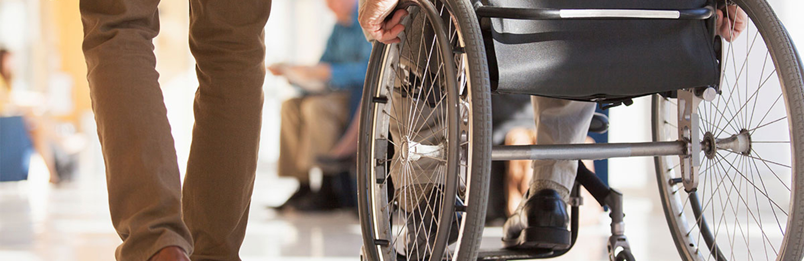 The back of a wheelchair's wheels