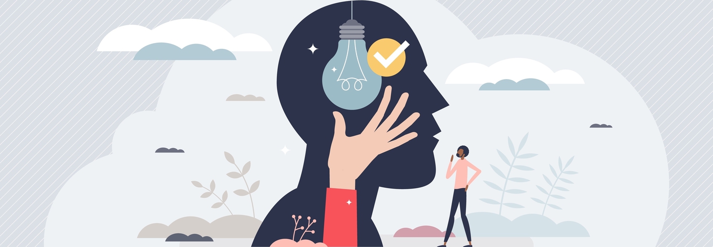 A creative mind lights up with a lighbulb