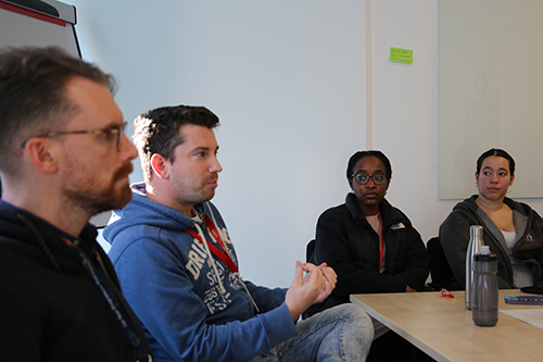 Tom Amoss speaking to students