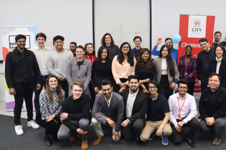 Participants and judges at the Sustainable City Hackathon