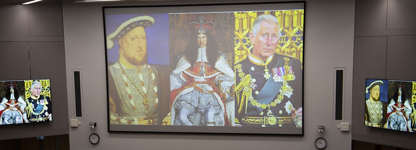 Anna Whitelock speaking to pupils about the coronation