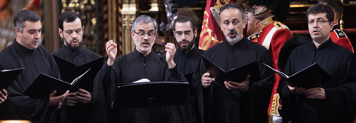 Byzantine Chant Ensemble rehearsing in Westminster Abbey ahead of the Coronation.