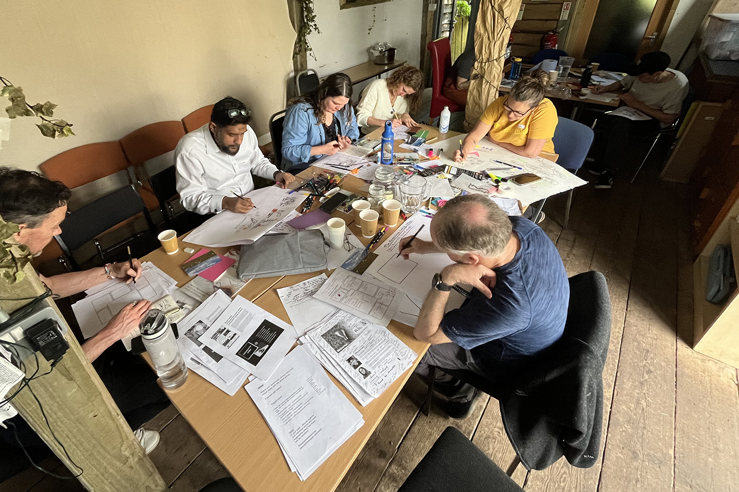 Group storyboarding comics together