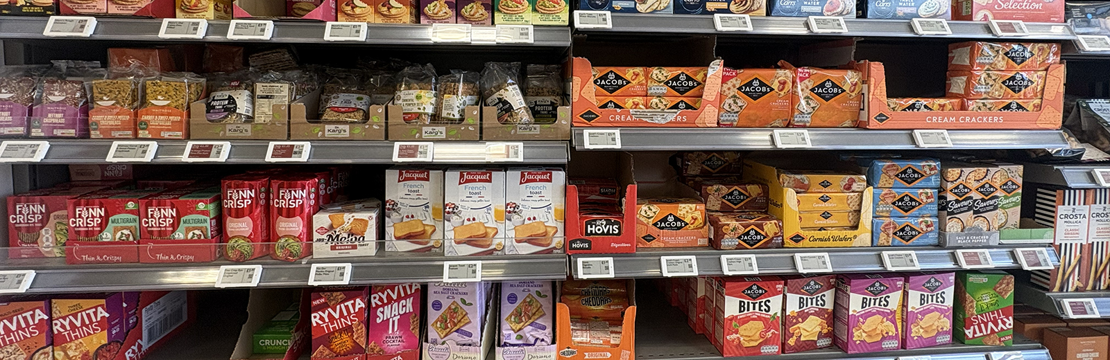 Biscuits on a supermarket shelf
