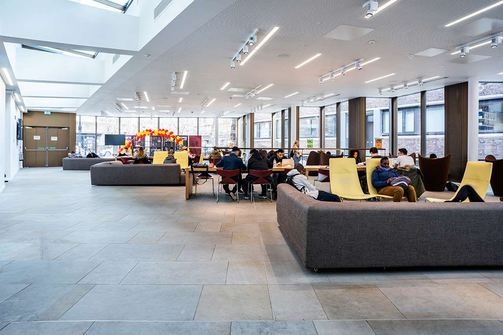 Students in the study lounge area