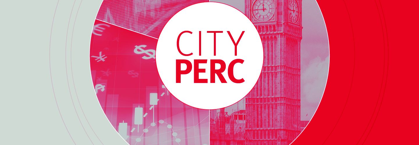Red and grey CityPERC banner, with the Big Ben clock tower and icons representing currency and graphs in a central circle.