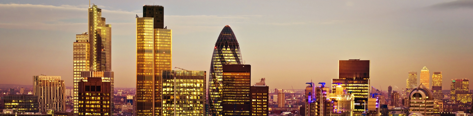 City of London skyline at sunset