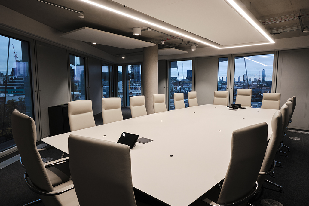 The City of Law School's boardroom overlooking City of London skyline