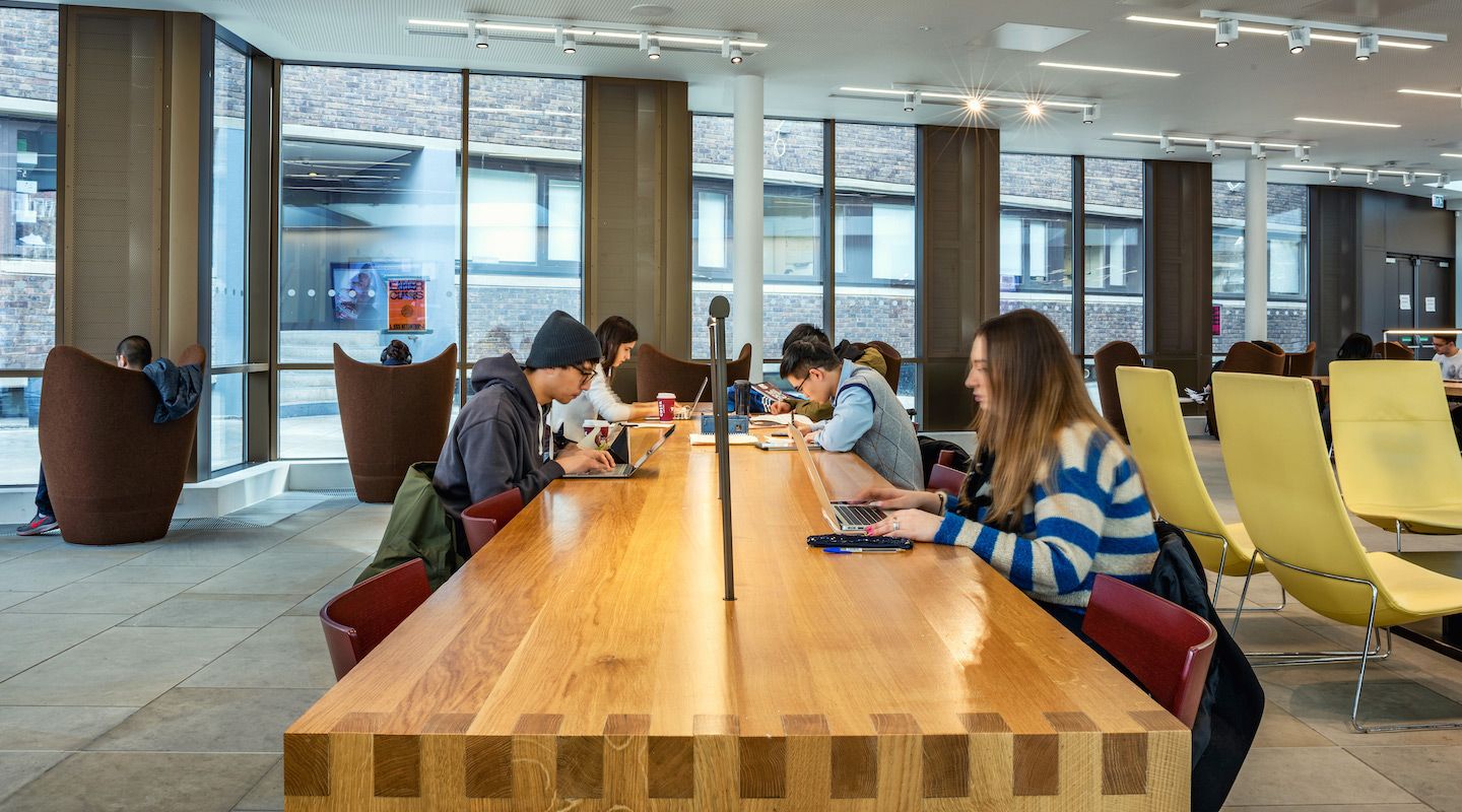 Students in the pavilion study area