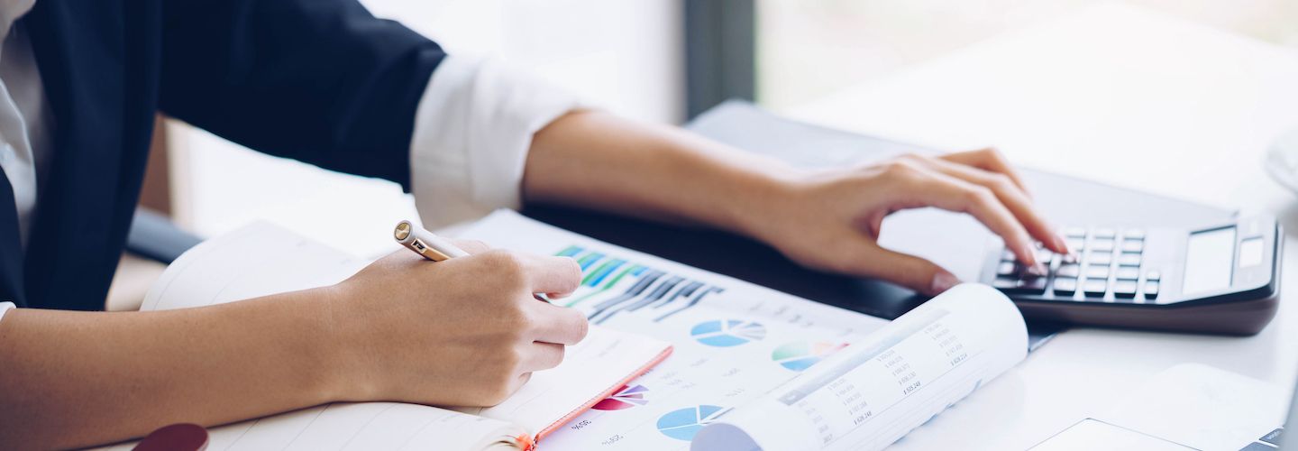 Business woman working with financial data