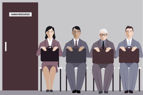 An elderly man among a group of elder candidates