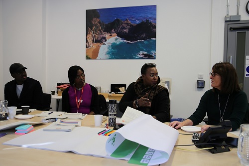 Professor Debra Salmon talking to students