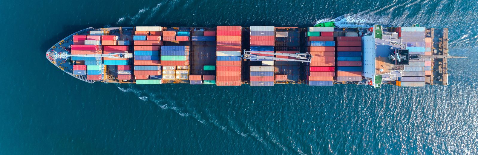 Aerial top view container ship