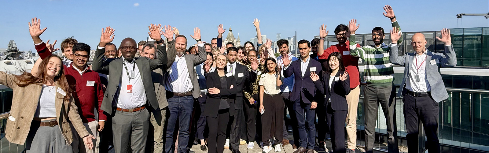 Participants on the balcony at PWC offices