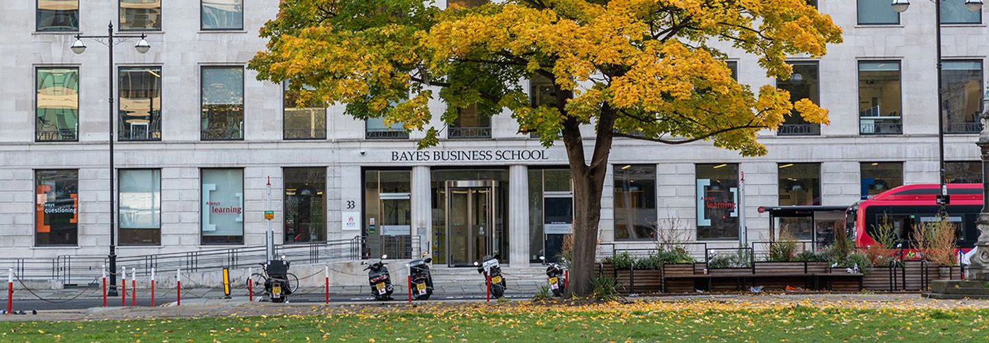Entrance to Bayes Business School at Finsbury Square building.