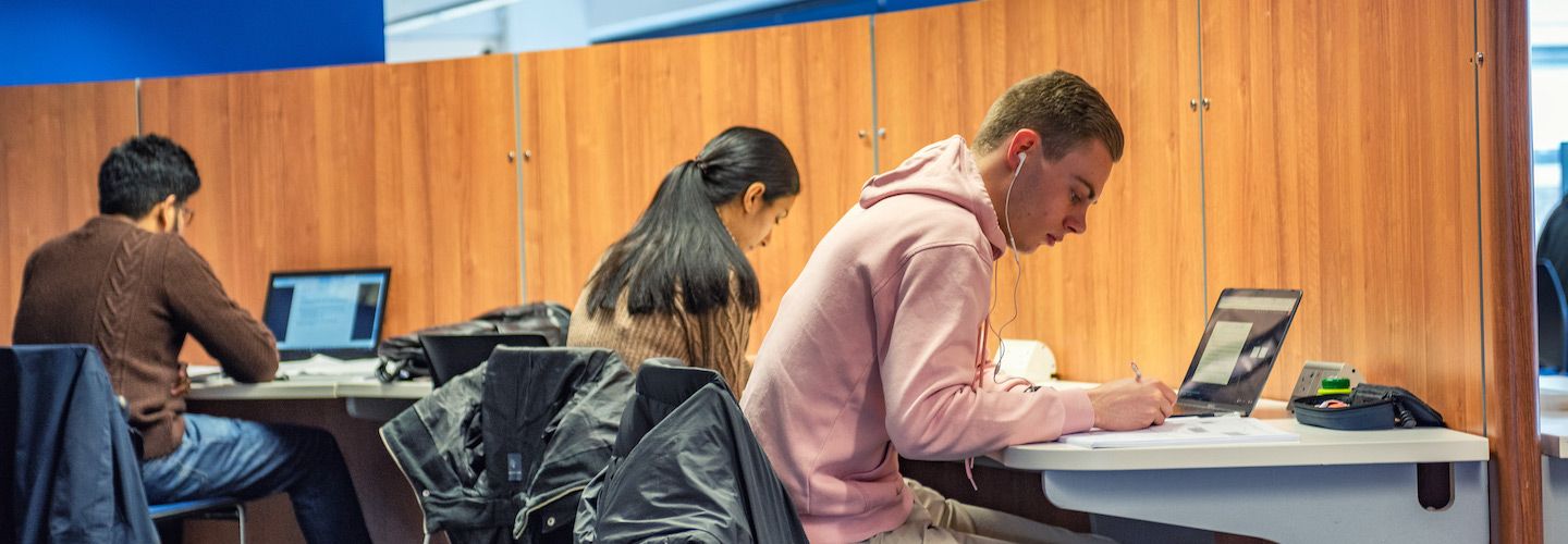 Students studying in the library