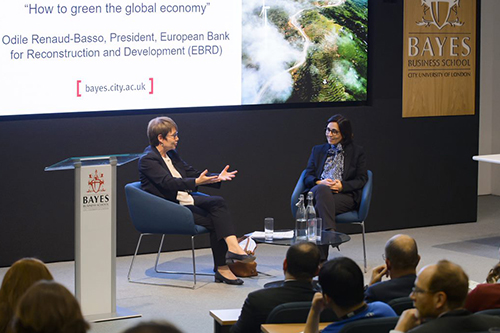 Odile Renaud-Basso speaks to Professor Barbara Casu