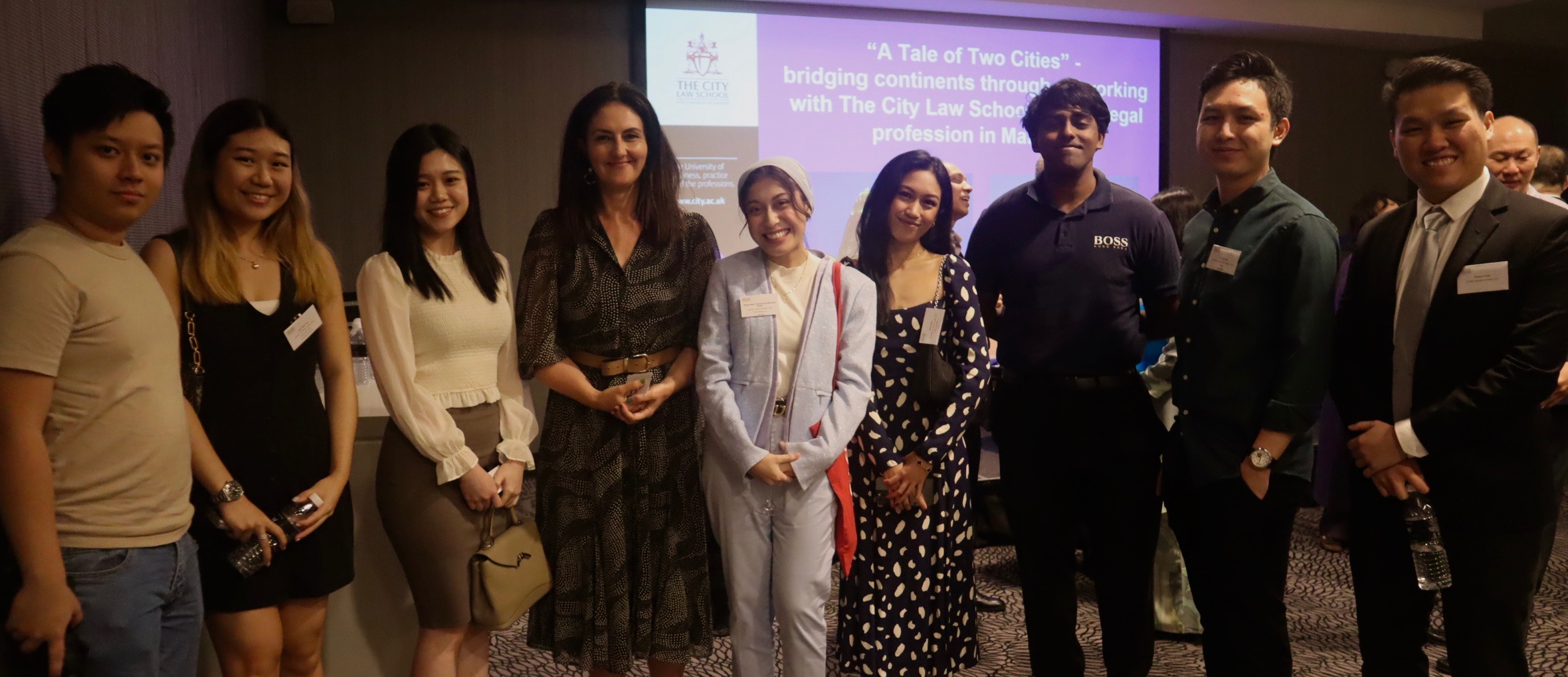 Nikki Walsh (centre) catches up with some of her former Bar students, now joining the legal profession back in Kuala Lumpur 