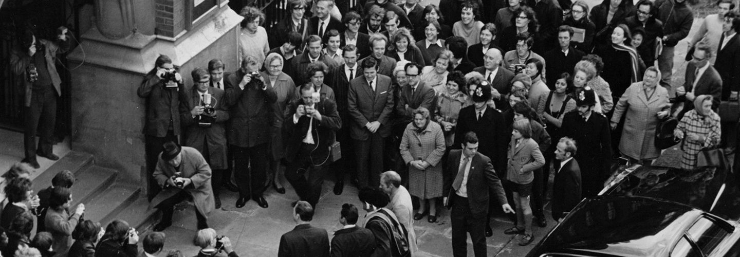 Apollo 15 Astronauts visit College Building at Northampton Square.