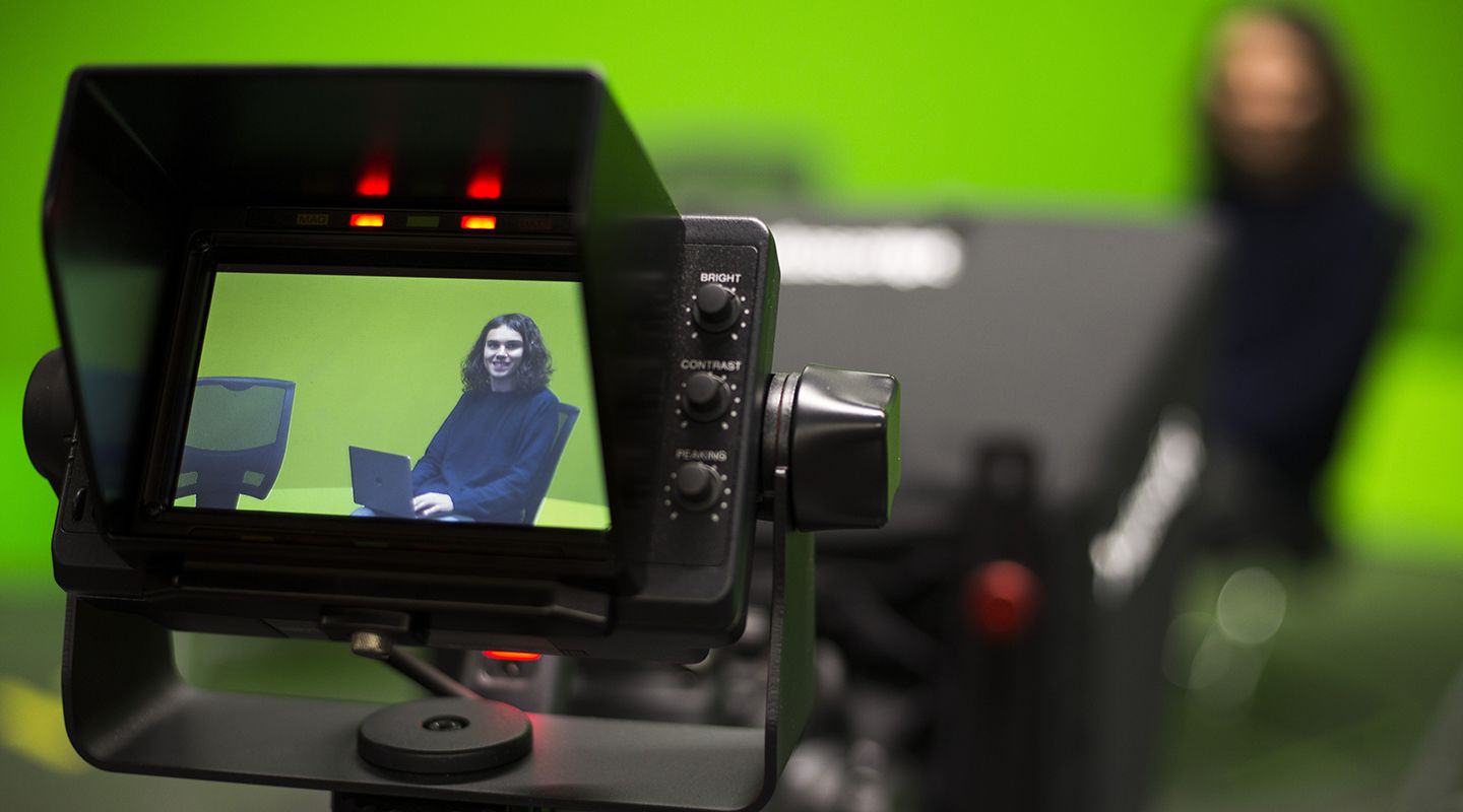 Journalism student filming