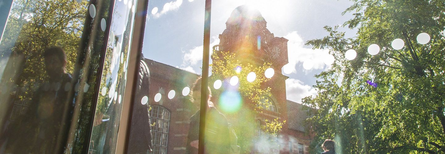 College building reflection