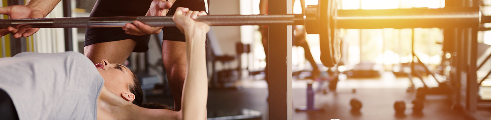 A woman works out at the gym