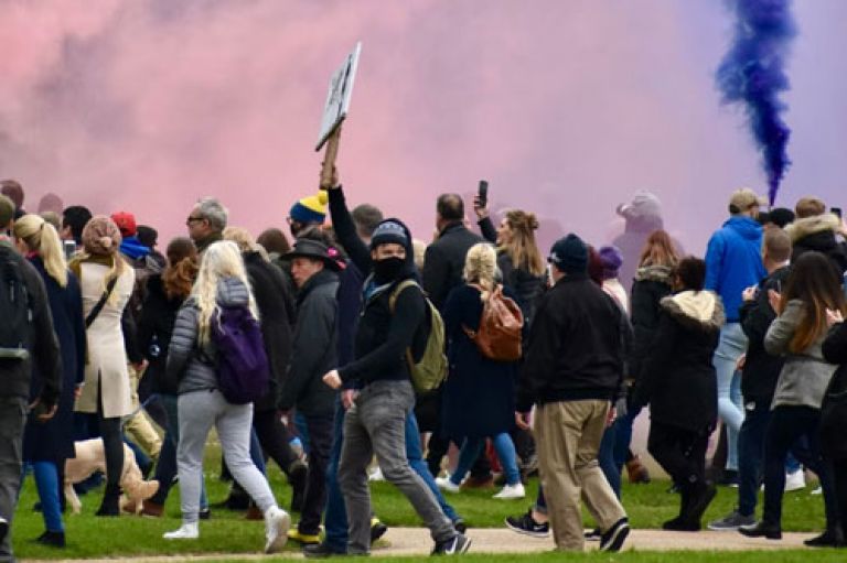 A crowd of protesters