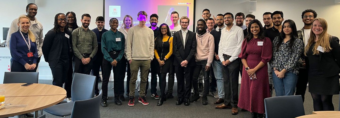 Students and Accenture employees networking