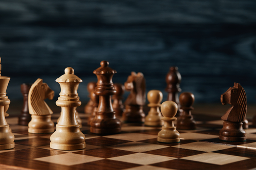 Chess pieces on a chess board