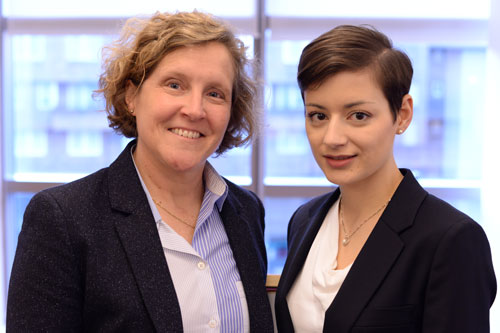Dean Marianne Lewis and recipient Silvana Pesenti at the award ceremony.