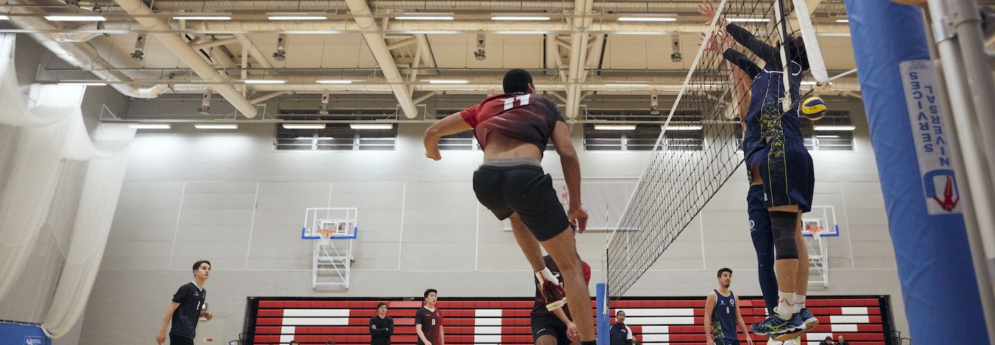 Students playing volleyball