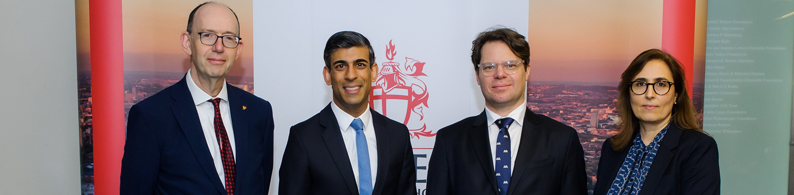 Professor Sir Anthony Finkelstein, Rishi Sunak MP, Professor Andre Spicer, Professor Barbara Casu