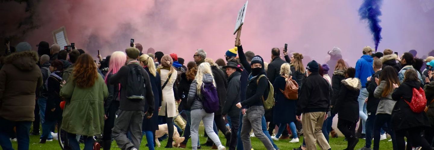 A crowd of protesters