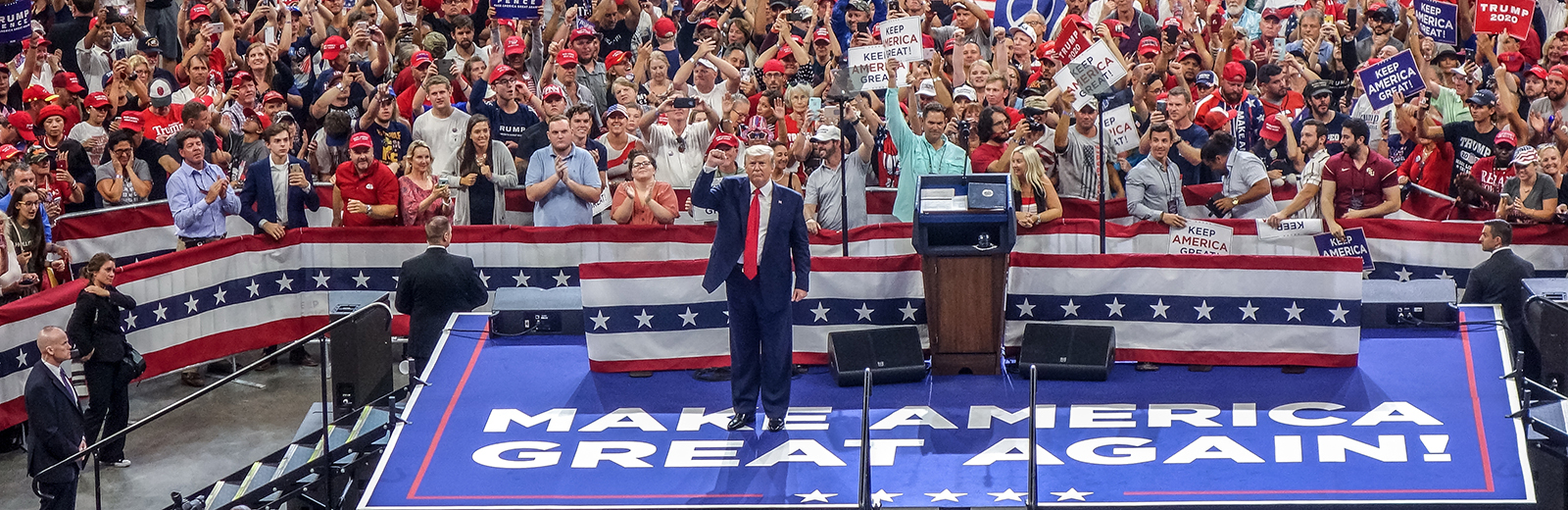 Donald Trump raises fist at rally