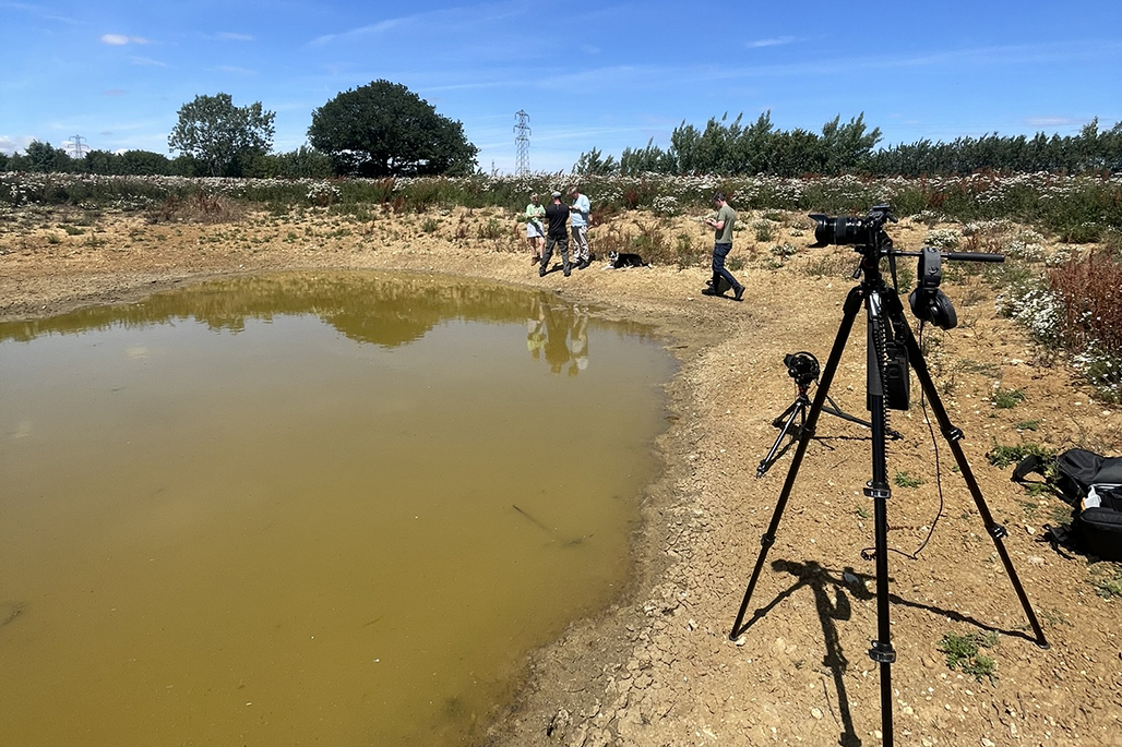 A filming day delivered in partnership with the North Essex Farm Cluster as part of the research action project, Joined Up Landscapes. The focus of the film is restored or newly created ponds on farmland, as shown in the image.