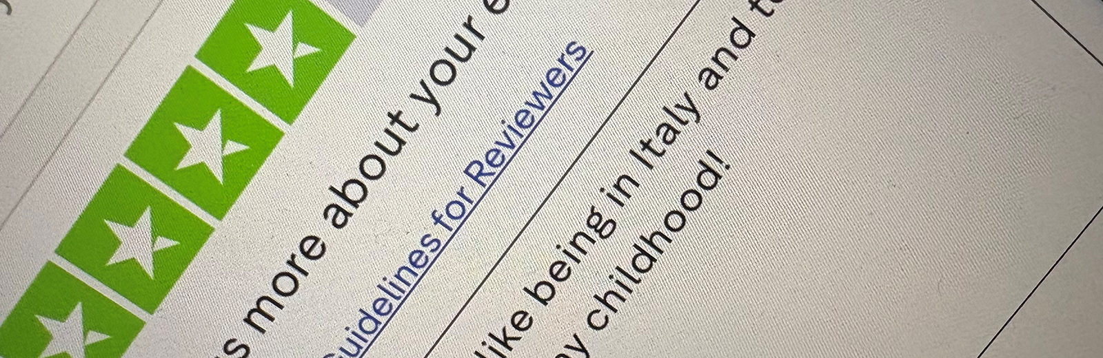 Screenshot of customer review website on phone