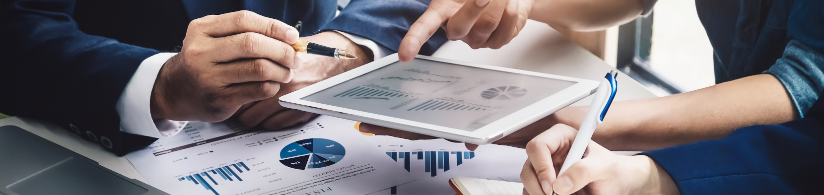 Figures analyse data on an ipad