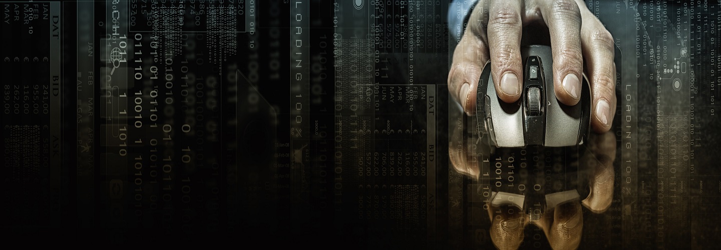 A hand hovers over a cursor on a dark background