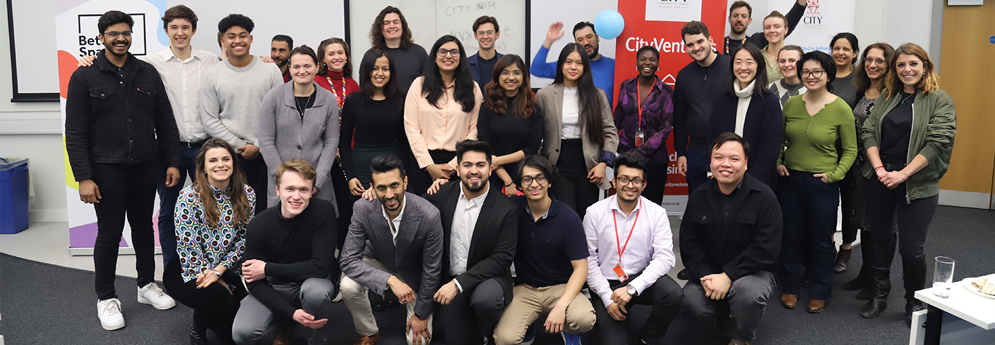 Competitors and judges at the Sustainable City Hackathon