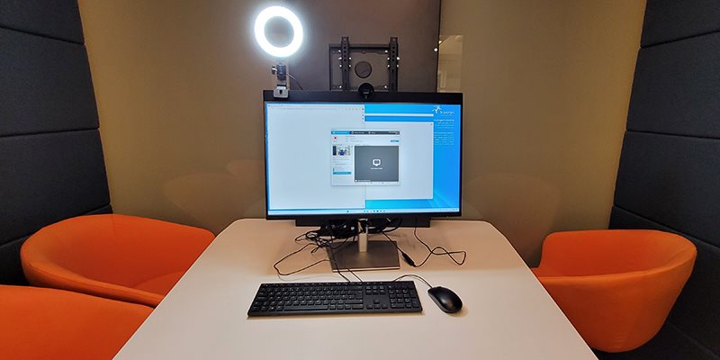 Computer and light in digital pod
