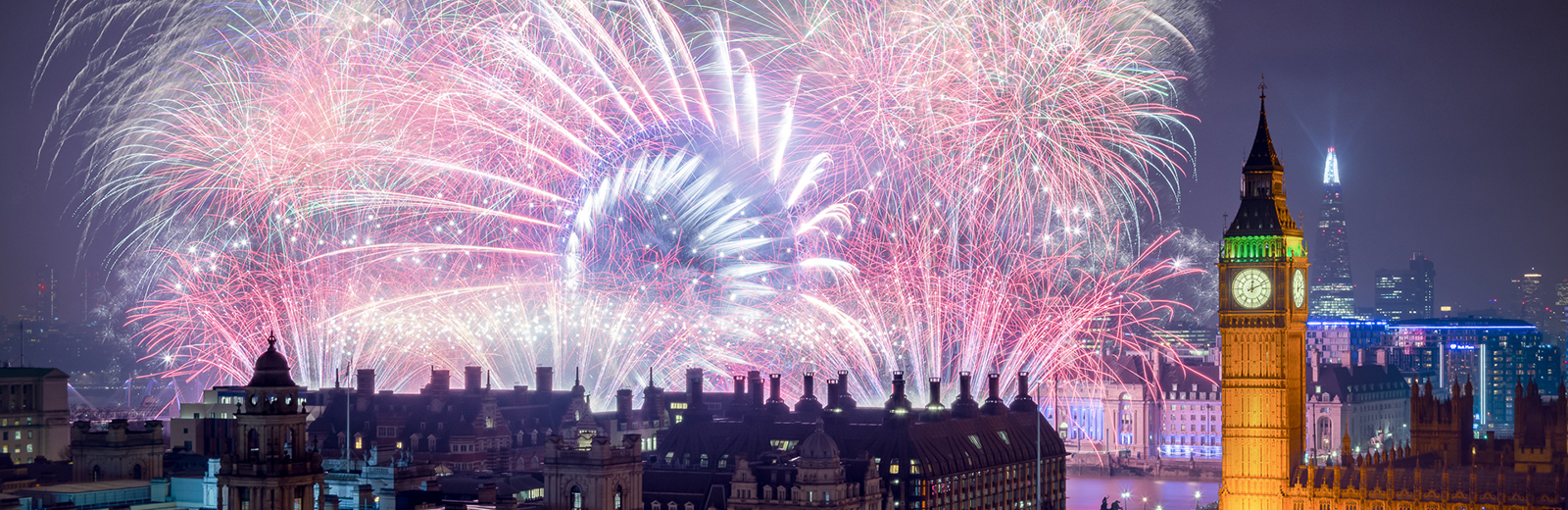 Fireworks on New Year's Eve over London