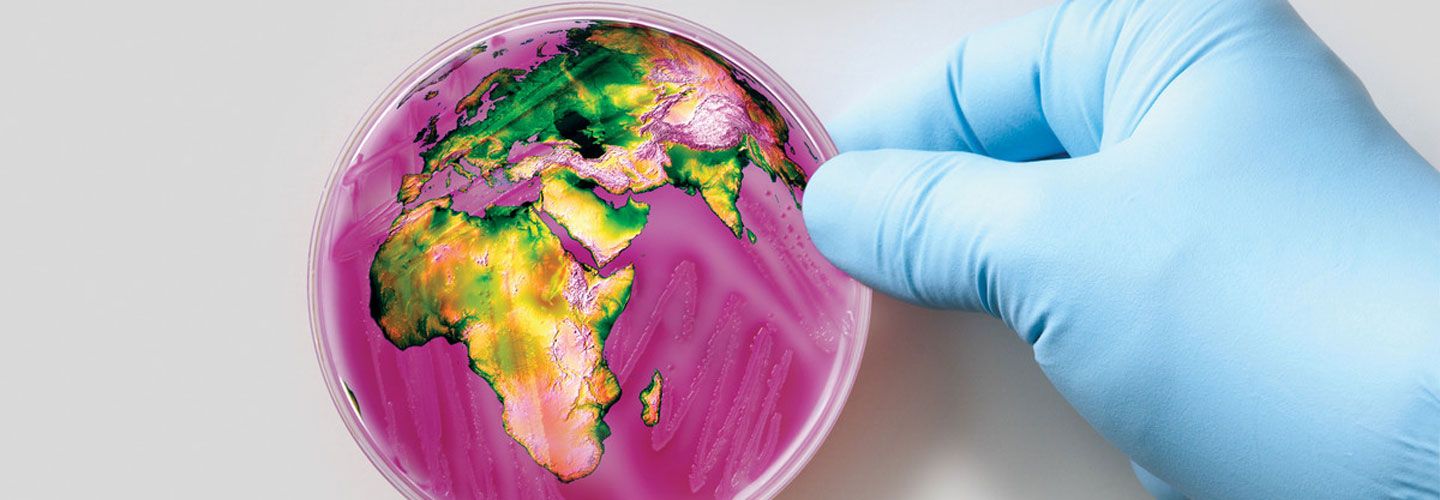 Petri dish showing image of the world